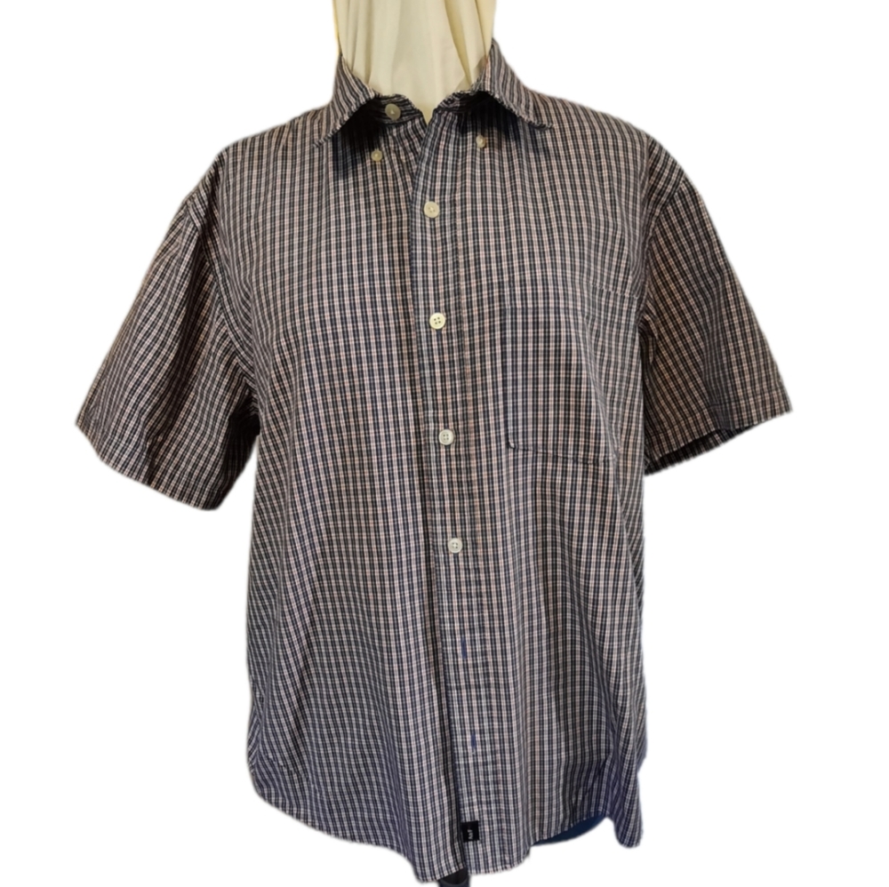 Abercrombie Fitch AF92 short sleeve Button-down Red White and Blue Muscle XL